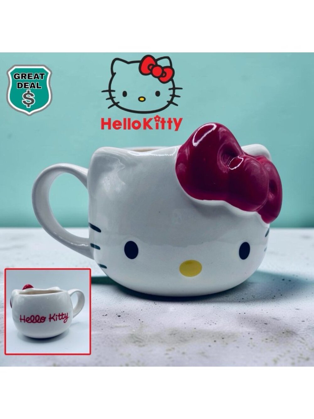 Hello Kitty 15 oz Ceramic White Collectible Coffee Mug. Design by Sanrio.